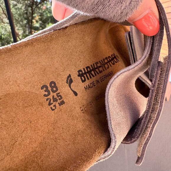 New Birkenstock Uji Nubuck Suede Leather Slide Sandals Suede Taupe US 7 / EUR 38 - Picture 7 of 12